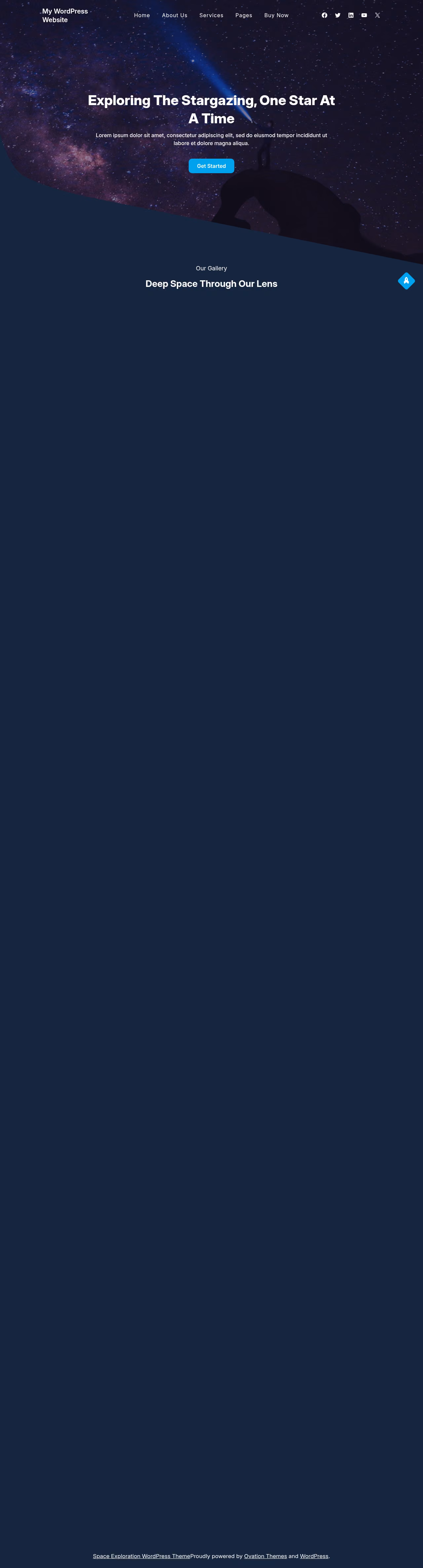 Space Exploration home page, WordPress original