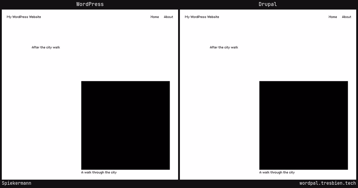 Spiekermann home page: WordPress original on the left, Drupal conversion by WordPal on the right.