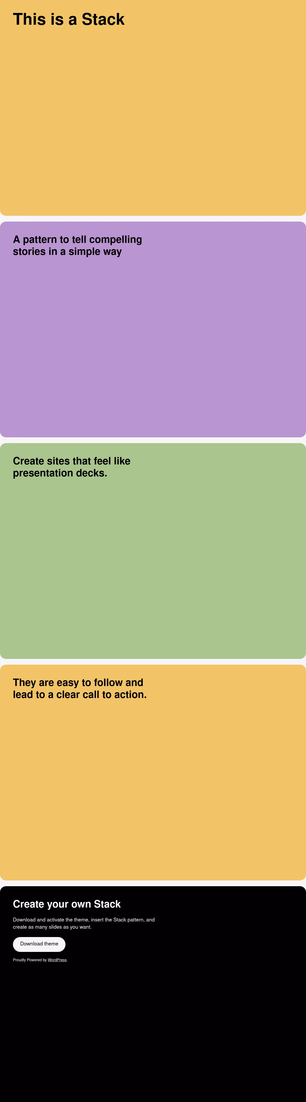 Stacks home page, WordPress original