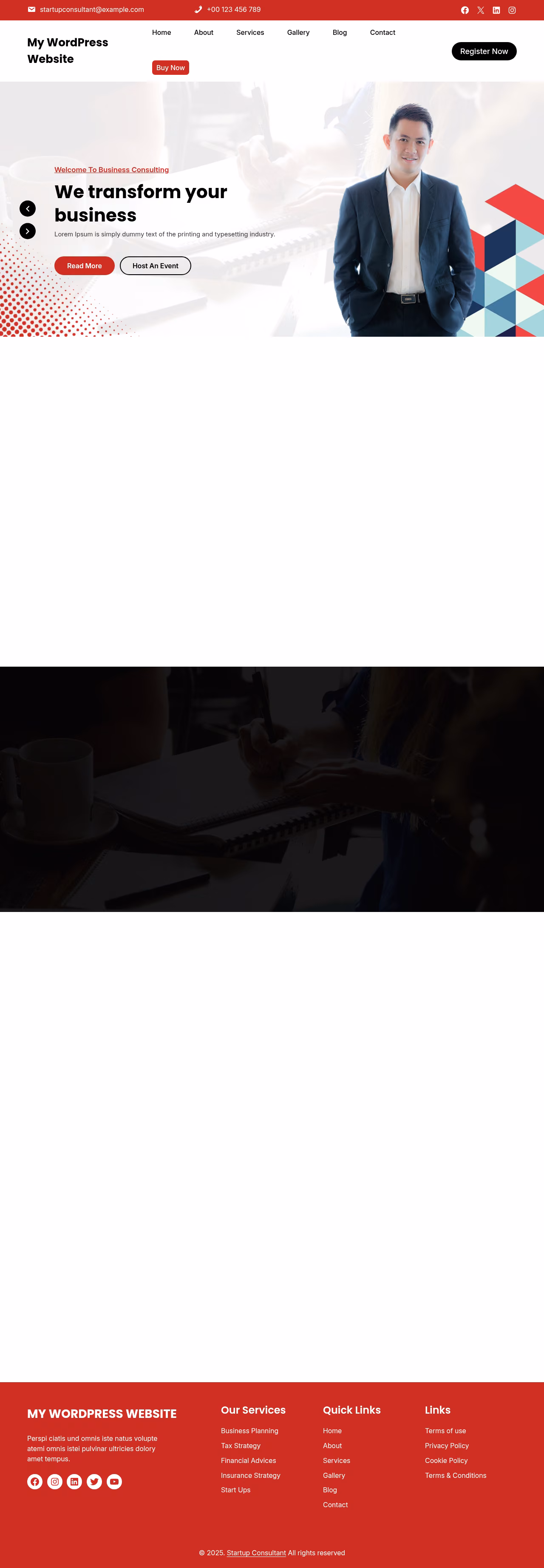 Startup Consultant home page, WordPress original