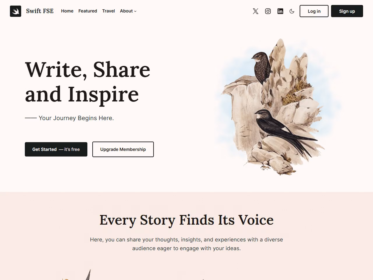 Swift FSE home page, WordPress original