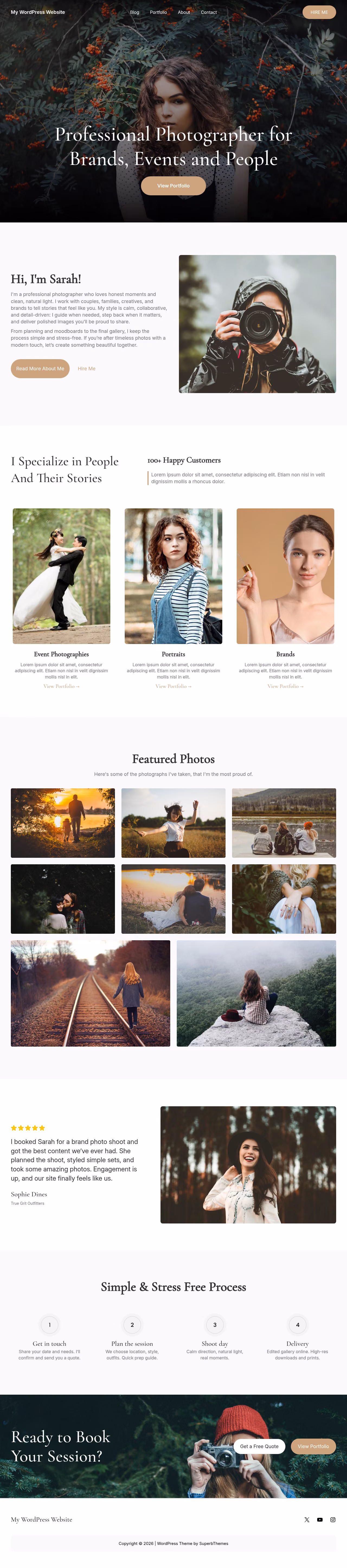 The Photograph home page, WordPress original