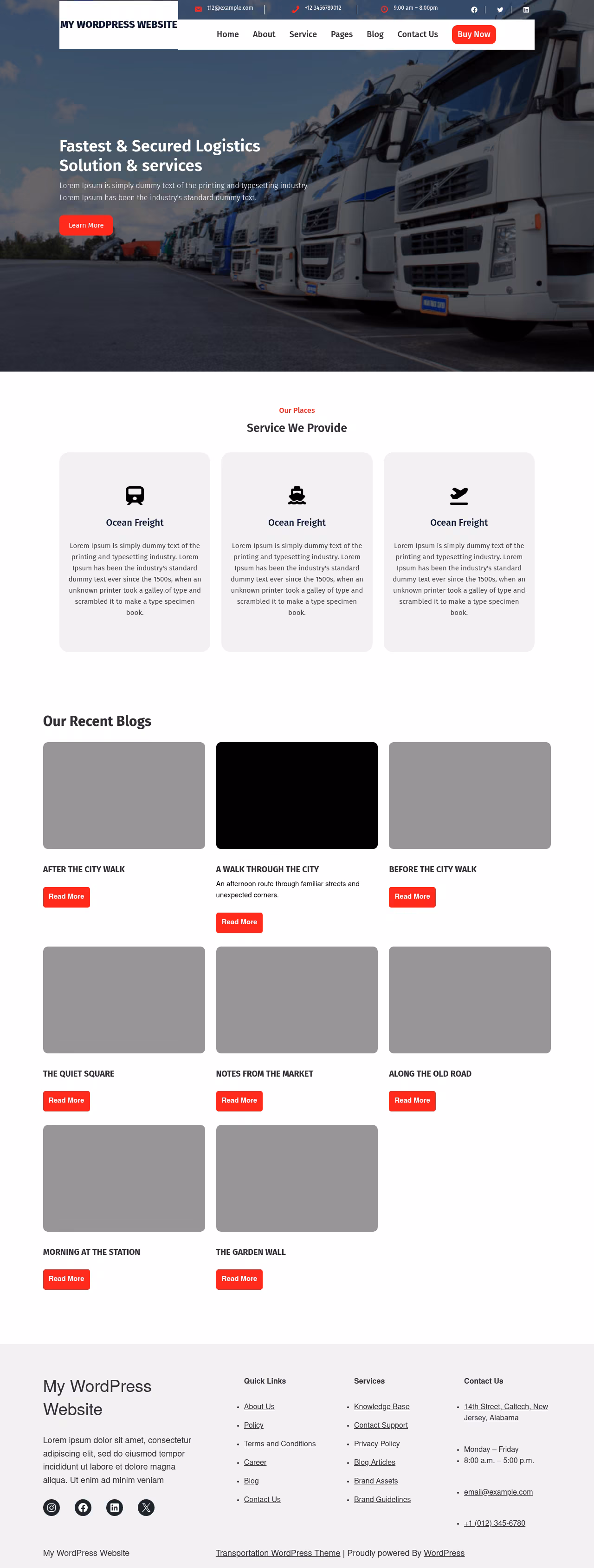 Transportation Agency home page, WordPress original