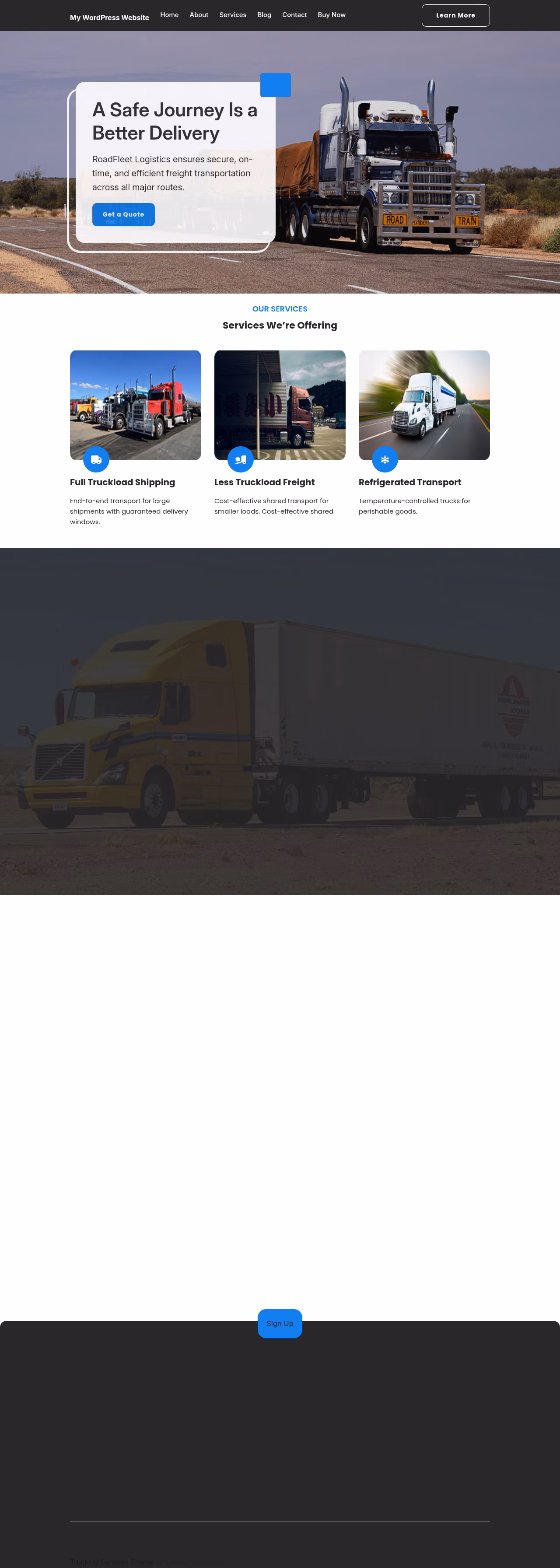 Trucking Services home page, Drupal conversion by WordPal