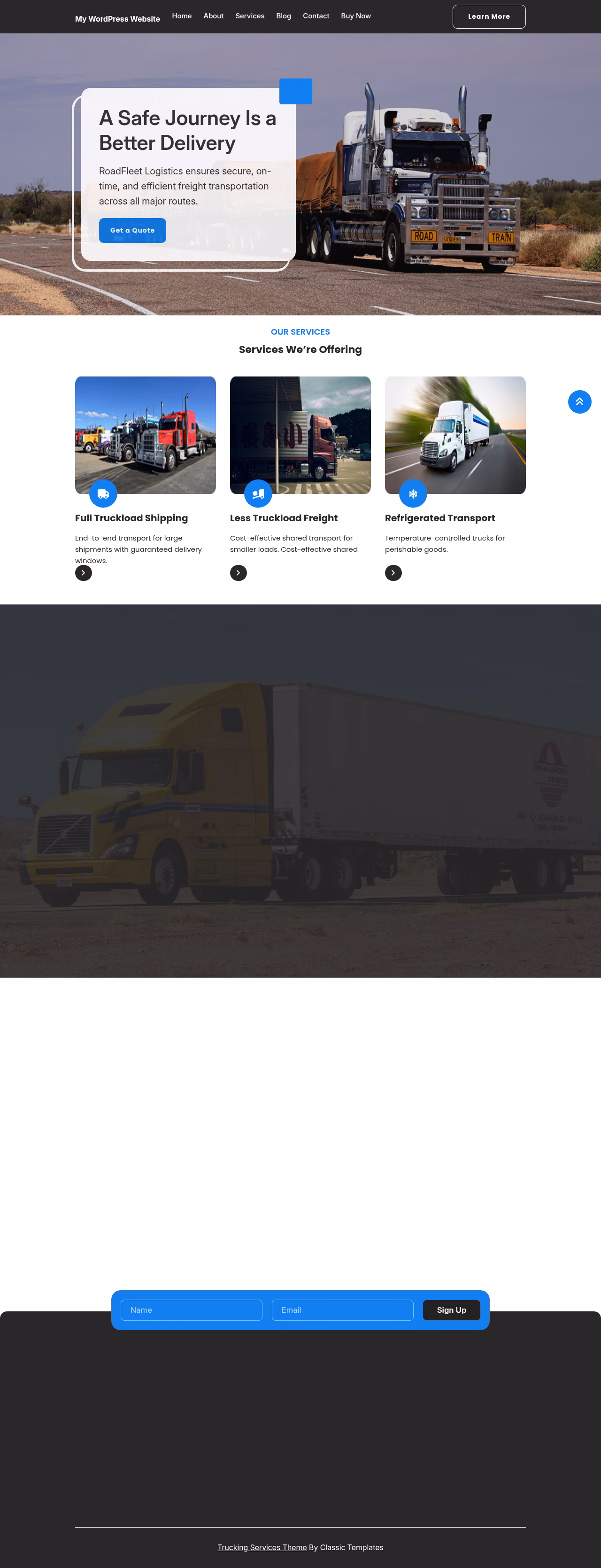 Trucking Services home page, WordPress original