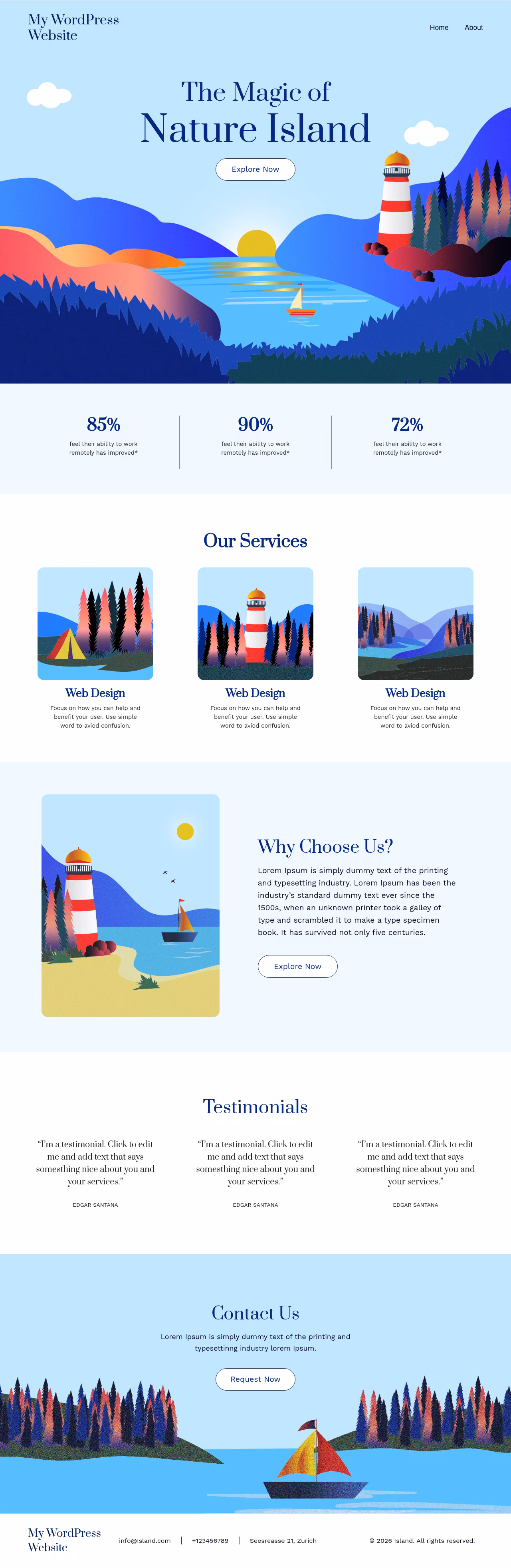 Variations home page, WordPress original
