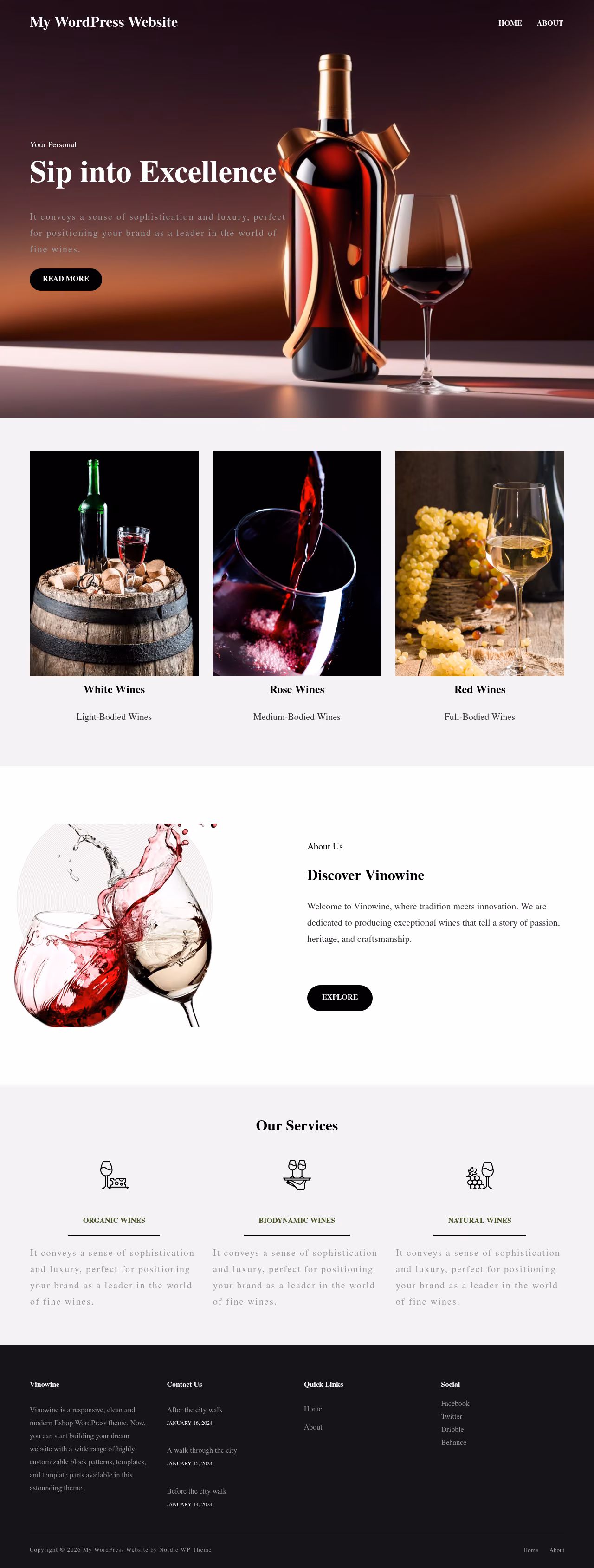 Vinowine home page, Drupal conversion by WordPal