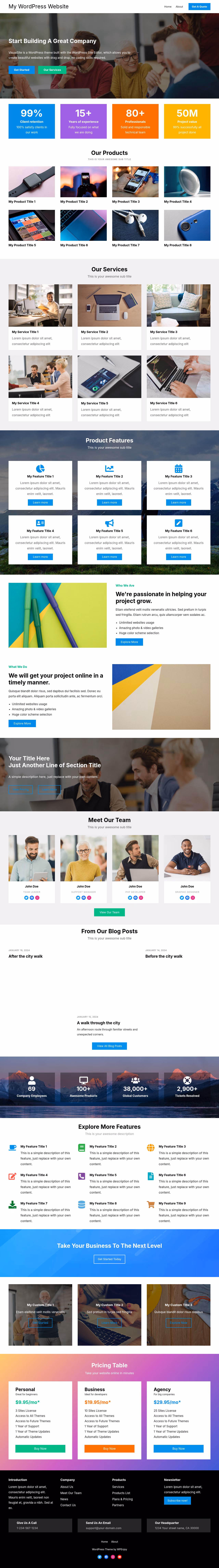 VisualSite home page, WordPress original