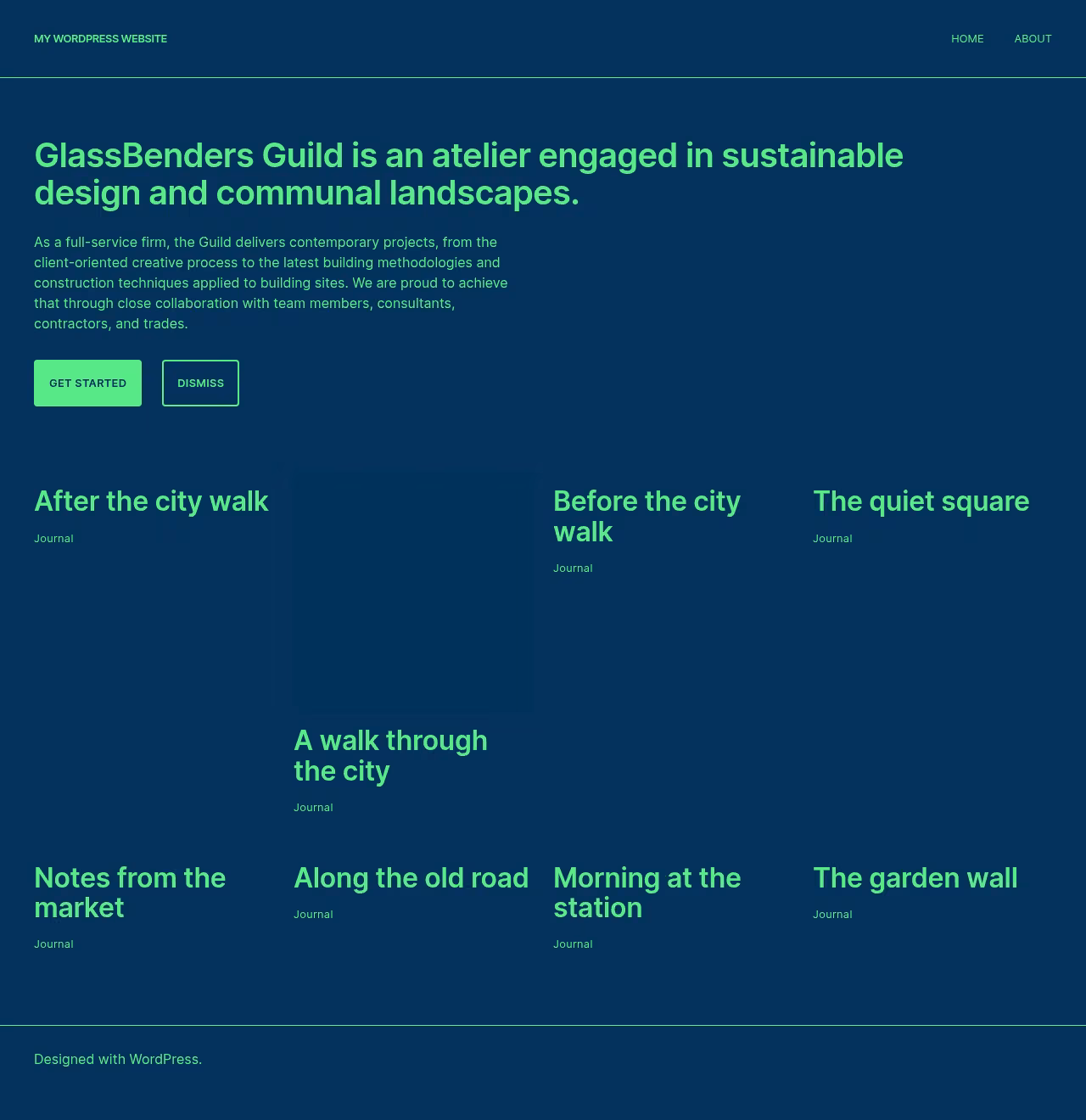 Vitrum home page, WordPress original