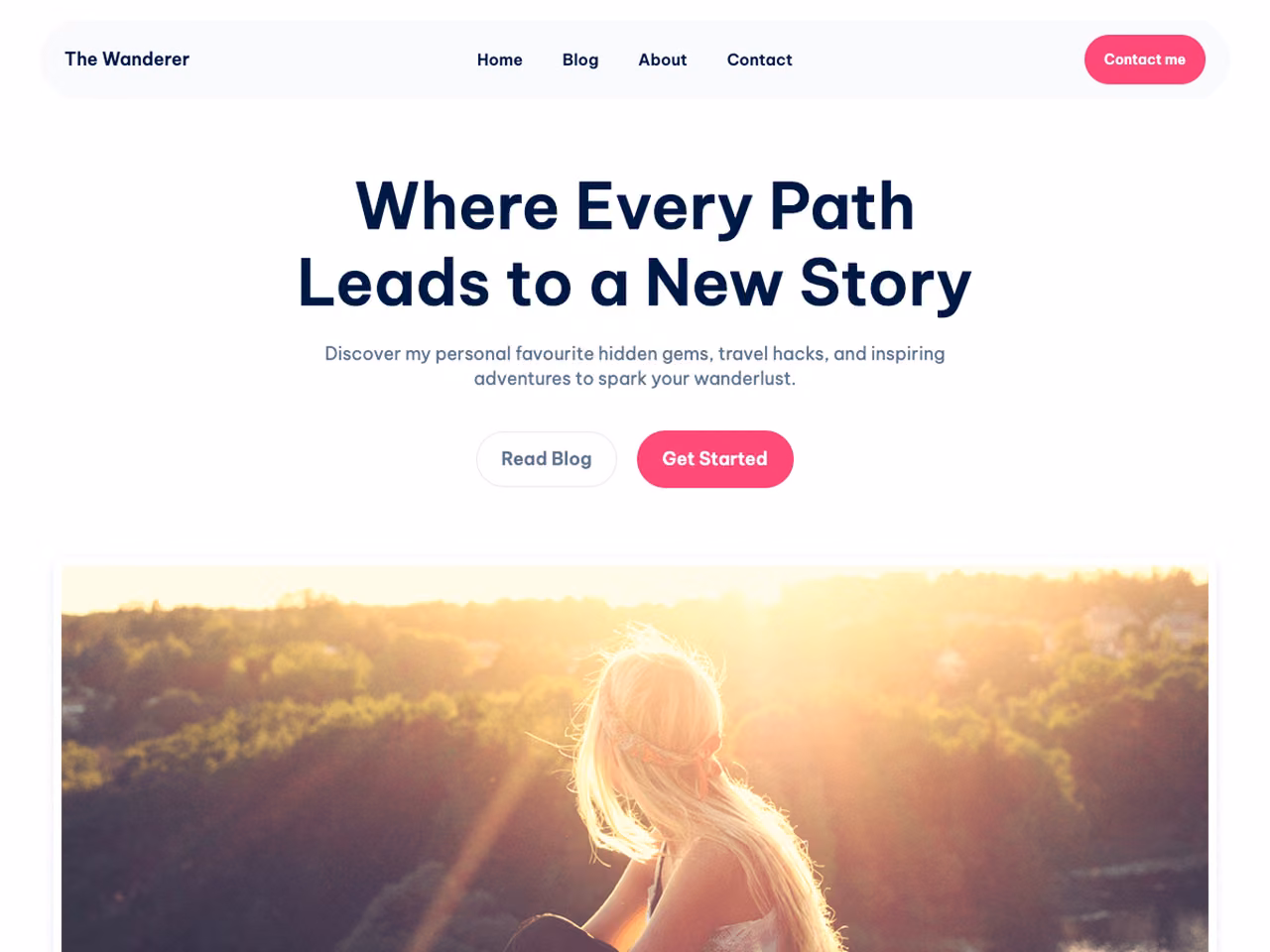 Wanderer Blog home page, WordPress original