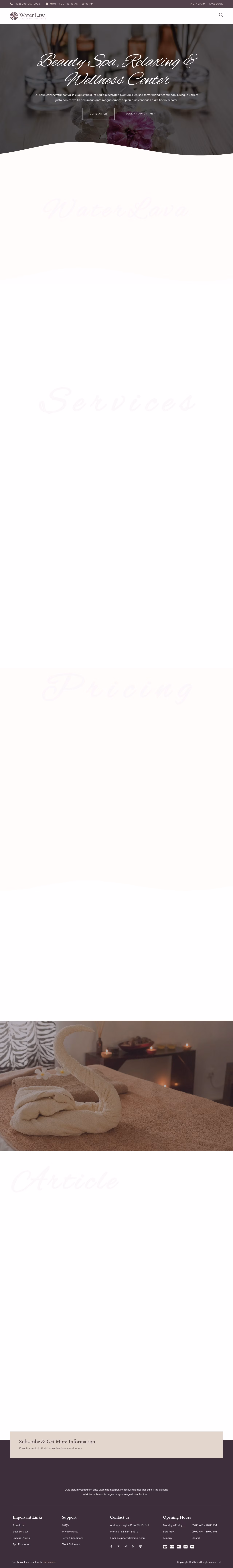 Waterlava home page, WordPress original