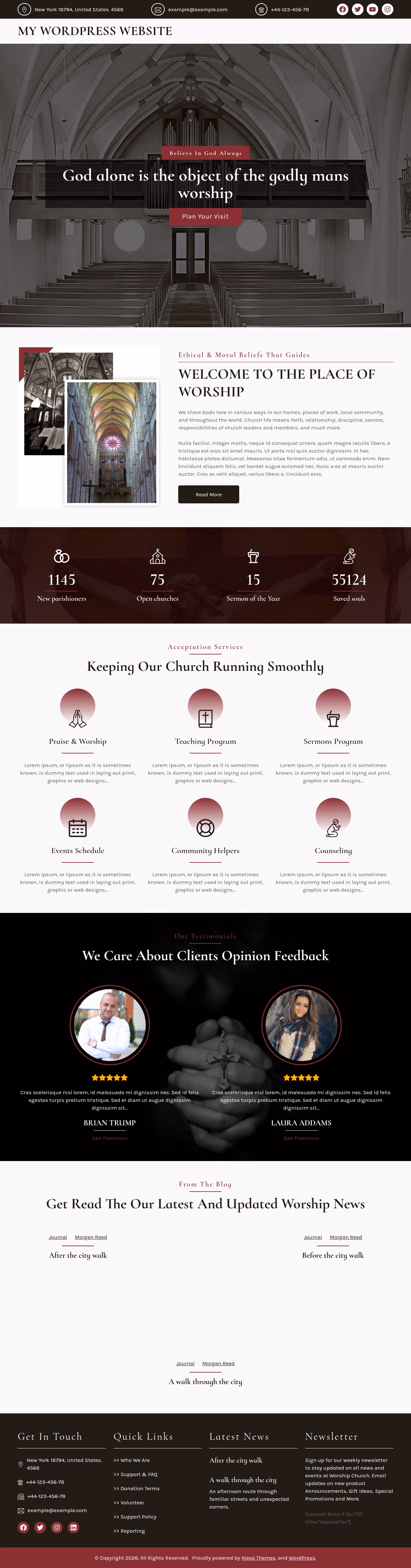 Worship home page, WordPress original