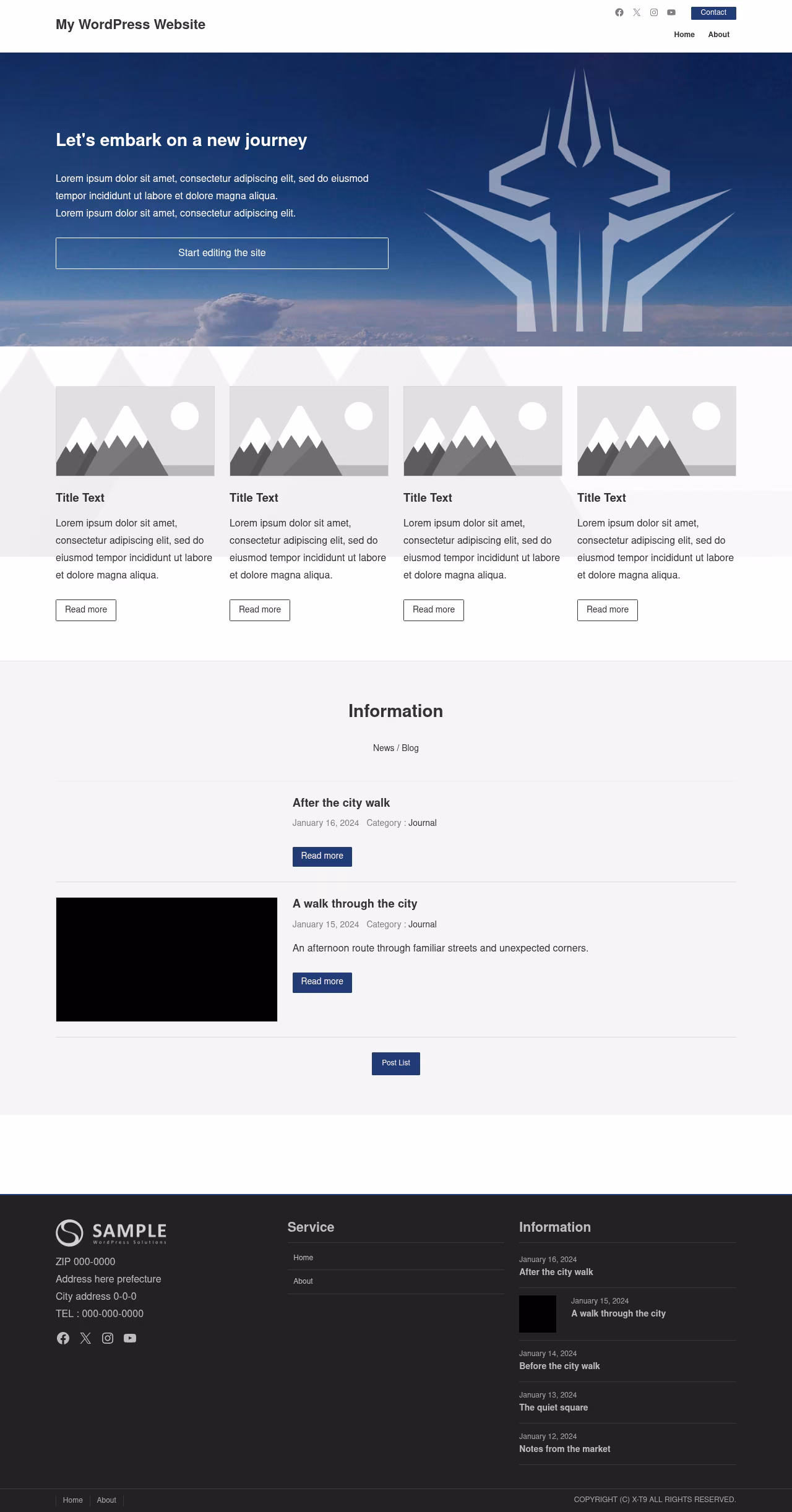 X-T9 home page, WordPress original